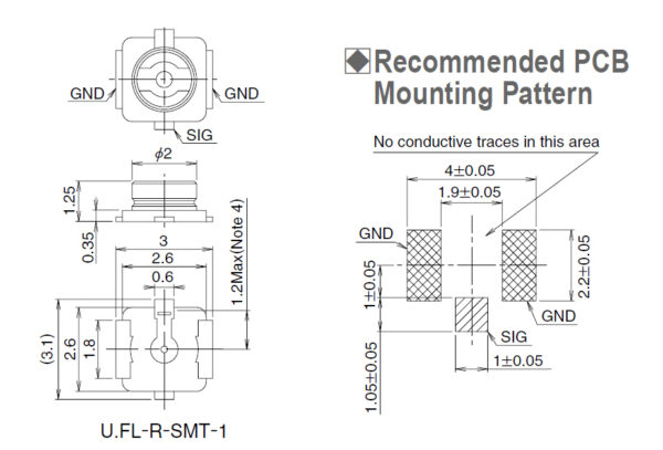 U.FL-R-SMT-1(01) Hirose Electric SMT Micro Coaxial Connector 100pc - Image 2