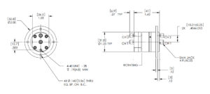 10 GHz 2 Channel Rotary Joint SMA to SMA Dimensions Diagram