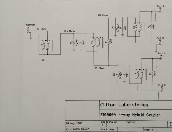 4-WAY HF ANTENNA SPLITTER COMBINER RX PCB 50 Ohm 0.1-50 MHz, RS450-239-PCB - Image 2